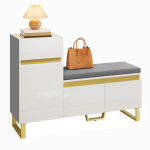 Didelės talpos batų spintelė prie&scaron;kambariui, moderni minimalistinė prie&scaron;kambario spintelė, namų organizatorius su stalčiais ir durelėmis. 120 x 35 x 85 cm balta
