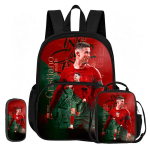 Mokytis, Keliauti Futbolo Žvaigždė Kuprinė Ronaldo 3 vnt. rinkinys su priekine ki&scaron;enė Kuprinė Pietų krep&scaron;ys, Pie&scaron;tukinė, Sportinė kuprinė red