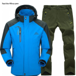 Unisex neperpučiamas ir neper&scaron;lampamas striukės ir kelnių komplektas pavasariui/rudeniui &ndash; idealus alpinizmui 5XL blue