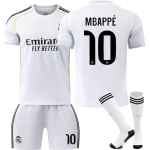 Paaugliams Vaikams Suaugusiems Futbolo Aprangos 2025-26 Real Madrid Namų #10 MBAPP&Eacute; Sportinio Treniruočių Džersio Rinkinys su Kojinėmis 2XL