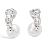 Les Tr&eacute;sors De Lily [J0179] - Boucles Argent 'Sissi' blanc argent&eacute; (rhodi&eacute;) - 7x10 mm