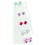 Les Tr&eacute;sors De Lily [L6299] - Set de 5 paires de boucles 'Cubes de Cristal' cama&iuml;eu rose rouge blanc - 4 et 6 mm