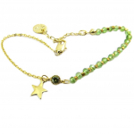 7bis [P8291] - Bracelet artisanal 'Une Etoile est N&eacute;e' vert dor&eacute; - 6x6 mm žalia