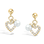 Les Tr&eacute;sors De Lily [Q6833] - Boucles Plaqu&eacute; Or 'Love' blanc dor&eacute; - 14x7 mm