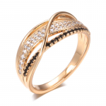 Kinel Fashion Rose Gold žiedas moterims cirkonio kri&scaron;toliniai papuo&scaron;alai 6 rožinio aukso spalvos