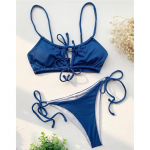 Seksualus suvarstomas briaunotas brazili&scaron;kas bikinis, moteri&scaron;kas maudymosi kostiumėlis, moteri&scaron;kas maudymosi kostiumėlis Dviejų dalių bikinio rinkinys maudymosi kostiumėliui S mėlyna