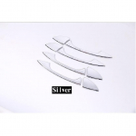 4 x Carbon Fiber ABS Chrome Car Door Handle Trim For Mercedes Benz A GLK GL ML C Class W204 X204 W176 With LOGO Car Shiny silver white