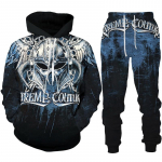 &bdquo;Gothic Skull Tattoo&ldquo; 3D spausdintas gobtuvas / sportinis kostiumas, madingas vyri&scaron;kas motociklo dviratininko sportinės aprangos rinkinys Puikus grafinis megztinis + kelnių kostiumas 3XL