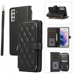 Užtrauktuku užtrauktuku odinis piniginės telefono dėklas, skirtas iPhone 15 Ultra 14 Plus 13, skirtas Samsung Galaxy A54 A14 A53 A13 Note 20 S23 S22 S21 rie&scaron;o virvė atverčiamas dangtelis Samsung A51 (4G) juoda