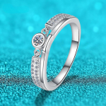 0,1CT 3 mm sertifikuoti moissanito žiedai moterims Half Enternity Diamond Wedding Band S925 Sidabriniai vakarėlių papuo&scaron;alai GRA 5.25