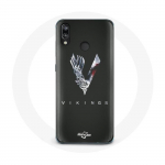 Coque pour Huawei P20 Lite Vikings S&eacute;rie Saison 6 logo V Ep&eacute;e Gris Fond Noir