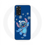 Coque pour Xiaomi Redmi Note 11S Stitch neige No&euml;l bleu