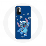 Coque pour Xiaomi Redmi Note 10 5G Stitch neige No&euml;l bleu