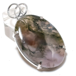 Natural Moss Agate Gemstone Handmade 925 Sterling Silver Pendant 2.17 p6c73