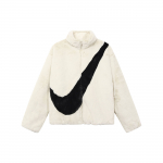 Nike Spalvotas Blokinis Didelis Logotipas Laisvalaikio Sportinis &Scaron;iltas Dirbtinio Kailio Striukė Moteri&scaron;kos Striukės Baltas DM1760-238 XL