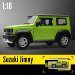 1/18 mastelio &bdquo;Suzuki Jimny&ldquo; lydinio automobilio modelis, liejamas metalinis žaislas, visureigis, automobilių modelio dovanos su garsu ir &scaron;viesa 1/18-Size:20*9.5*9.2cm žalia