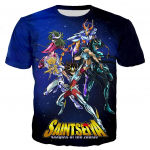 Nauji madingi &scaron;aunūs 3D Saint Seiya marginti mar&scaron;kinėliai, laisvalaikio stiliaus mar&scaron;kinėliai Anime Saint Seiya Vyri&scaron;ki/moteri&scaron;ki gatvės aprangos mar&scaron;kinėliai trumpomis rankovėmis L