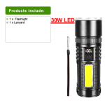 Super ry&scaron;kus didelės galios LED žibintuvėlis 6000mAh įmontuota baterija, įkraunamas priartinimo rankinis žibintas, vandeniui atsparus lauko &scaron;viestuvas, stovyklavimo žibintas built-in battery juoda