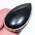 Natūralus obsidianas akis brangakmenis rankų darbo 925 prabos sidabro žiedas dydis 9 A3v59