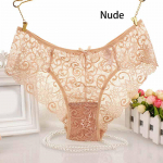 Moteri&scaron;ki mink&scaron;ti trikampiai P apatiniai nėriniai Vidurio juosmens Brife Skaidri seksuali mada S balta