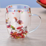 350 ml, dvisluoksnis stiklinis kavos puodelis, skaidraus vandens puodelis kapučino arbatai espreso latte, kar&scaron;tų gėrimų taurės, gimtadienio dovana moterims. 350ml / 11.8OZ