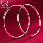 925 Sterling Silver Round Piercing Earrings Fashionable Wedding Jewelry 35mm