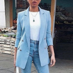 Moteri&scaron;kas vienspalvis mados atvartas Slim Fit Slit Pocket Cardigan kostiuminis paltas S rožinė
