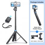 [Naujausi] &bdquo;Selfie Stick&ldquo; trikojis su belaidžiu &bdquo;Bluetooth&ldquo; nuotolinio valdymo pultu, skirtas &bdquo;GoPro Insta360 DJI Action Camera Smart Phone&ldquo; trikojo stovas juoda