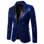 Juoda blizgučiai, vieno mygtuko skara, apykaklė, kostiumas, &scaron;varkas, vyri&scaron;kas &bdquo;Bling Glitter&ldquo; naktinis klubas Prom DJ &scaron;varkas Vyri&scaron;ki sceniniai drabužiai dainininkams M mėlyna
