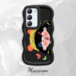 Dažytas ra&scaron;tas Big Wave Edge Mink&scaron;ta silikoninė medžiaga Macaron telefono dėklas, atsparus smūgiams, apsauginis guminis korpusas, skirtas OnePlus Vivo Motorola Moto Vivo Y30G juoda