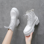 Auk&scaron;tos Kokybės Batai Moterims Platforminiai Batai Gatvės Apvalaus Priekio Moteri&scaron;ki Batai Užtrauktuku Stambūs Auk&scaron;ti Kulnai Batai Moterims Zapatos De Mujer 35 balta