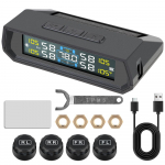 Automobilio apsaugos signalizacijos sistemos automobilio temperatūros ekrane 433,92 MHz jutiklis automobilio padangų slėgio stebėjimo sistema universali T17 USB / saulės TPMS Exterior
