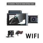 HD 1080P priekinė kamera 3 kanalų kamera automobilinis DVR vaizdo įra&scaron;ymo įrenginys WIFI naktinio matymo monitorius juodoji dėžė automobilio priedai pagalba važiuojant atbuline eiga automobiliams 3 lens+WiFi