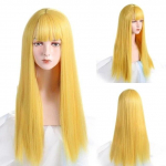 Tamsiai mėlynas ilgas tiesus sintetinis Lolita Cosplay perukas su kirpčiukais moterims vakarėliui Darily galvos apdangalas Raudoni rožiniai &scaron;viesūs plaukai 24inches