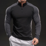 Pavasariniai Nauji Slim Fit Elastingi Ilgomis Rankovėmis Treniruočių Drabužiai Kasdieniai ir Madingi Bėgimo Sporto ir Fitneso Lauko Mar&scaron;kinėliai Vyrams 3XL juoda