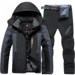 Vyri&scaron;ki rudens ir žiemos lauko alpinizmo kostiumai darbo drabužiai kostiumai dideli medvilniniai kostiumai termo striukės + &scaron;iluminės kelnės 2 dalių komplektas 8XL juoda