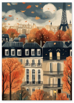Plakat ilustracja Paryż jesień 30x40 cm
