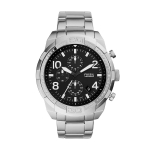 Fossil Bronson Chronograph Juodas Ciferblatas Sidabro Plieno Apyrankė Vyri&scaron;kas Laikrodis FS5710 sidabras