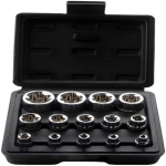 14 dalių E-TORX lizdų rinkinys 1/4 3/8 1/2'' Drive E-4 - E24 i&scaron;orinio sukimo momento žvaigždės lizdų komplektas su laikymo dėklu 14pcs #1