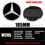 3D 185MM 205MM Priekinės grotelės Žvaigždės logotipas Emblema Ženklelis Automobilių aksesuarai Mercedes-Benz C/B/E klasei W206 W253 W213 GLC GLE V klasei