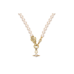 Vivienne Westwood 24 Drakono Metų Riboto Leidimo Saturno Formos Perlinis Vėrinys Moterims Vėrinys Auksinis 6301012O-02R125-CN Box+Shopping Bag