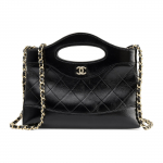 Chanel 31 Rankinė 24C Ankstyvasis Pavasaris Mini Juoda Oda Auksinė Furnitūra Peties Crossbody Moteri&scaron;ka Rankinė Basic+Dust Bag juoda