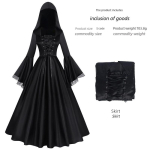 Europos ir Amerikos didelio dydžio goti&scaron;ka ilga suknelė moterims, Renesanso Cosplay kostiumas, Helovino &scaron;ventės Cosplay pasirodymo apranga. Black XXL black