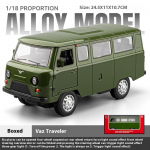 Didelis lydinio liejimo UAZ 452A automobilio modelis, priekinių ratų vairavimas, vaiki&scaron;kas žaislinis automobilis su &scaron;viesa, suaugusiųjų kolekcijos papuo&scaron;alas, dovana