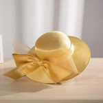 Prancūzi&scaron;ko stiliaus satino lankelis Moteri&scaron;ka skrybėlė - Eleganti&scaron;ka vestuvių fedora ir skrybėlė nuo saulės banketui, vestuvių vakarėliui auksas