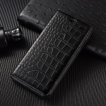Originalios odos krokodilo ra&scaron;to piniginė-dėklas su atvartu skirtas Xiaomi 17 17T Pro Max Ultra Retro knygos stiliaus kortelių laikikliai Atsparus smūgiams telefono dėklas Genuine Leather&Xiaomi 17 juoda