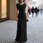 Moterims Madinga Laisvalaikio &Scaron;ventinė Eleganti&scaron;ka Klostuota Apykaklė Suknelė Suknelė L juoda