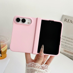 Dėklas iPhone Duo Fold Dėklas Madingas PC Kietas Odai draugi&scaron;kas Apsauginis Galinis Dangtelis iPhone Ultra Telefonui Korpusas Funda iPhone Ultra rožinė