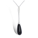 Les Tr&eacute;sors De Lily [L4601] - Collier Argent 'Eva' noir argent&eacute; (rhodi&eacute;) - 50x8 mm