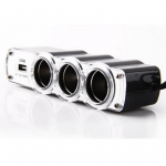 (Adapteris)1 USB įkroviklio tiekimas ir 3 lizdų automobilio cigarečių degiklio ilgintuvo skirstytuvas juoda